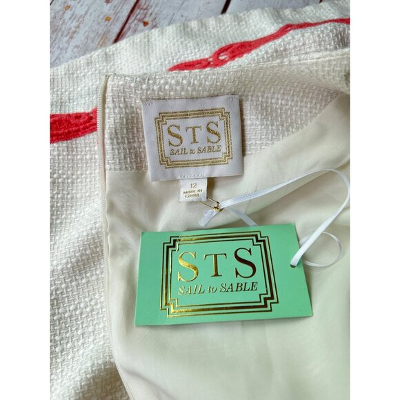 Sail to Sable Cream Basket Weave Fit & Flare Dress Size 12 - Picture 9 of 10